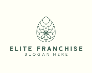 Green Monoline Flower Leaf logo design