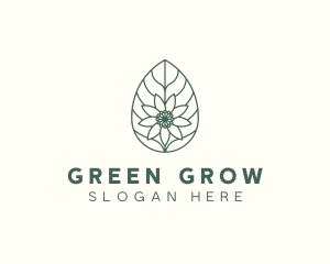 Green Monoline Flower Leaf logo design