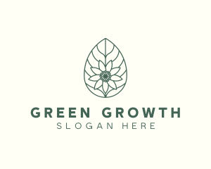 Green Monoline Flower Leaf logo design