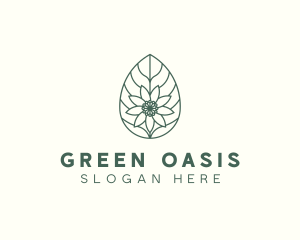 Green Monoline Flower Leaf logo design