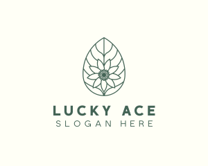 Green Monoline Flower Leaf logo design