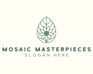 Green Monoline Flower Leaf logo design