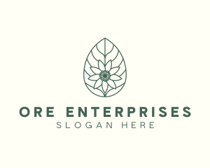 Green Monoline Flower Leaf logo design