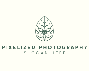 Green Monoline Flower Leaf logo design