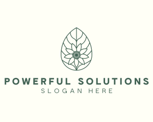 Green Monoline Flower Leaf logo design