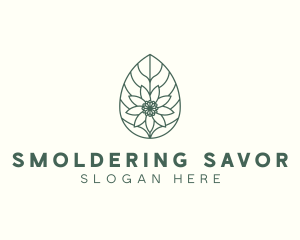 Green Monoline Flower Leaf logo design