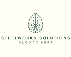 Green Monoline Flower Leaf logo design