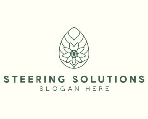 Green Monoline Flower Leaf logo design