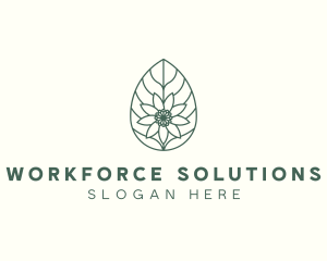 Green Monoline Flower Leaf logo design