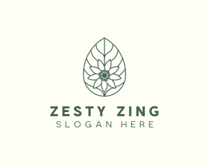 Green Monoline Flower Leaf logo design