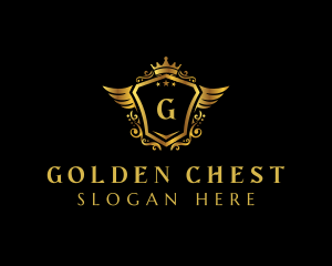 Crown  Shield Wings logo design