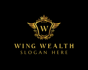 Crown  Shield Wings logo design