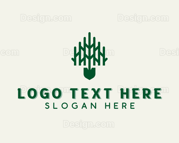 Shovel Gardening Lawn Logo