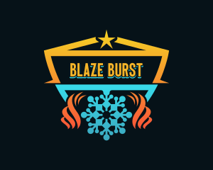 Fire Ice Snowflake Shield logo design