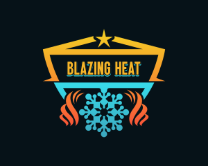 Fire Ice Snowflake Shield logo design