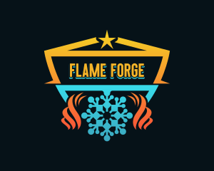 Fire Ice Snowflake Shield logo design