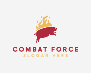 Flaming Pork Barbecue Grill Logo