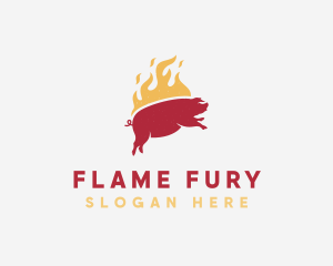 Flaming Pork Barbecue Grill logo design