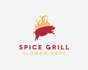 Flaming Pork Barbecue Grill logo design