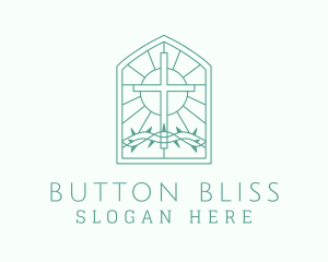 Cross Thorns Stained Glass logo design