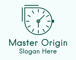 Green Outline Clock  Logo