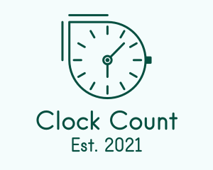 Green Outline Clock  logo