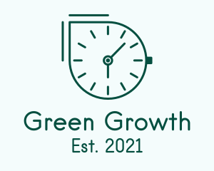 Green Outline Clock  logo design