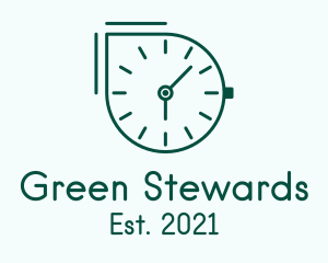 Green Outline Clock  logo design