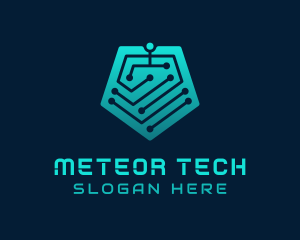 Pentagon Tech Circuit logo design