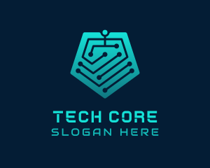 Pentagon Tech Circuit logo design