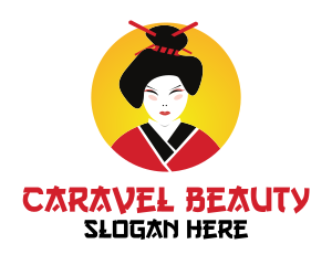 Japanese Geisha Woman logo design