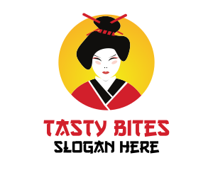 Japanese Geisha Woman logo