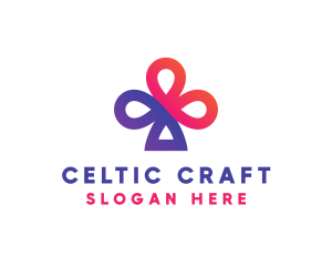 Celtic Cross Clover logo design