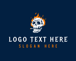 Skull Smoking Fire Logo