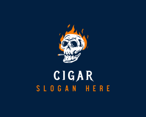 Skull Smoking Fire logo design
