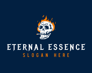 Skull Smoking Fire logo design