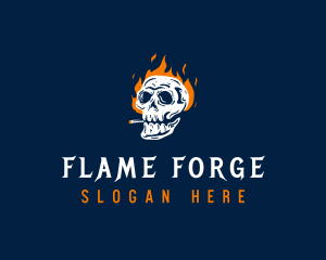 Skull Smoking Fire logo design