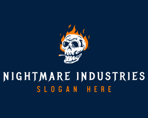 Skull Smoking Fire logo design