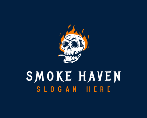 Skull Smoking Fire logo