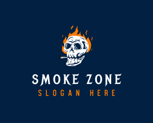 Skull Smoking Fire logo design