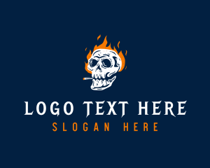 Fire - Skull Smoking Fire logo design