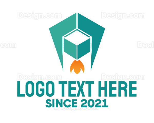 Geometric Blue Rocket Logo