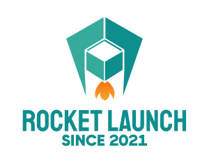 Geometric Blue Rocket logo