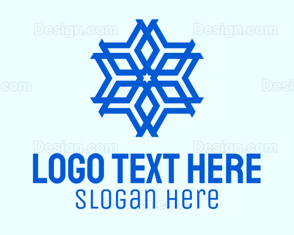 Blue Geometric Snowflake Logo