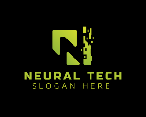 Pixel Tech Letter N logo design