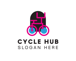 Modern Pink Bicycle logo design