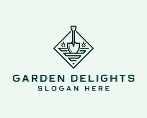 Landscaping Shovel Lawn logo design