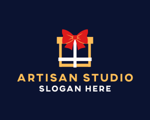 Ribbon Gift Present logo design