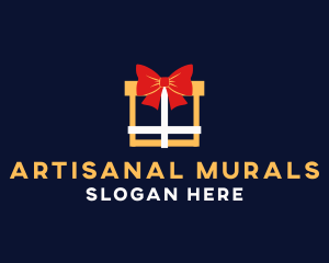 Ribbon Gift Present logo design