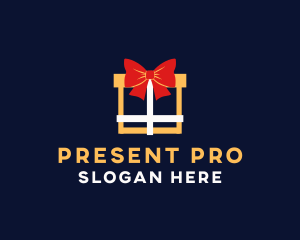 Ribbon Gift Present logo design